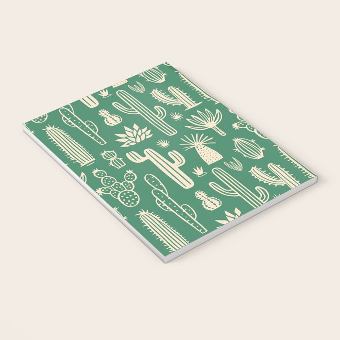 Retro hand drawn cactus plant pattern Notebook Gallery Image 3