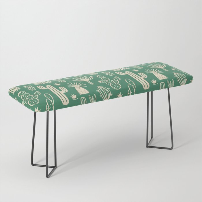 Retro hand drawn cactus plant pattern Bench Gallery Image 1