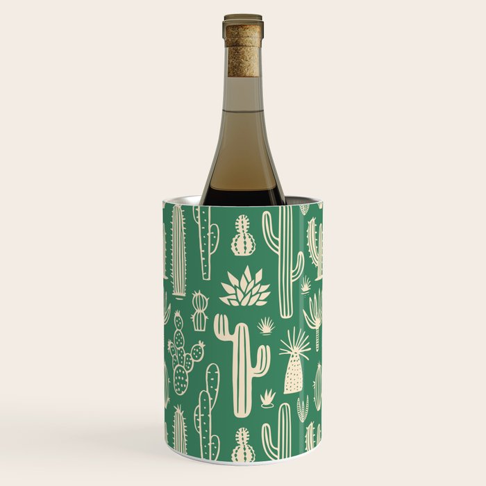 Retro hand drawn cactus plant pattern Wine Chiller Gallery Image 2