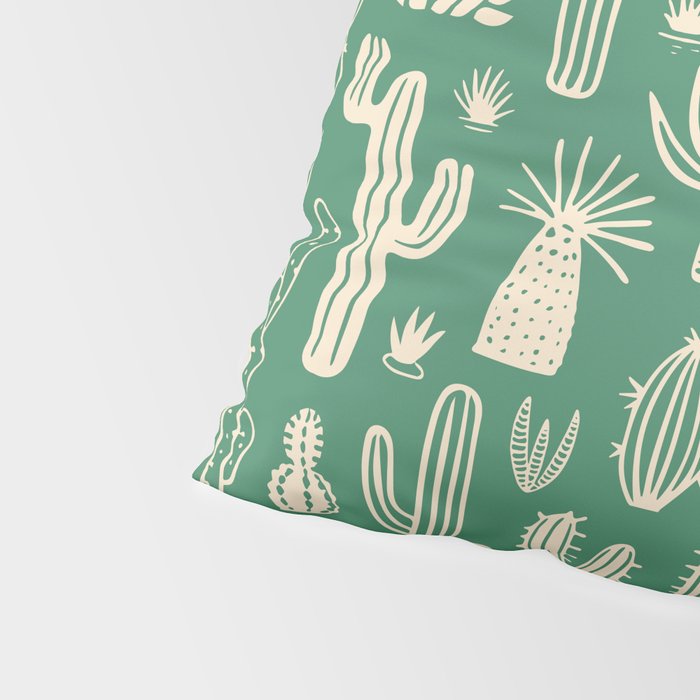 Retro hand drawn cactus plant pattern Pillow Sham Gallery Image 4