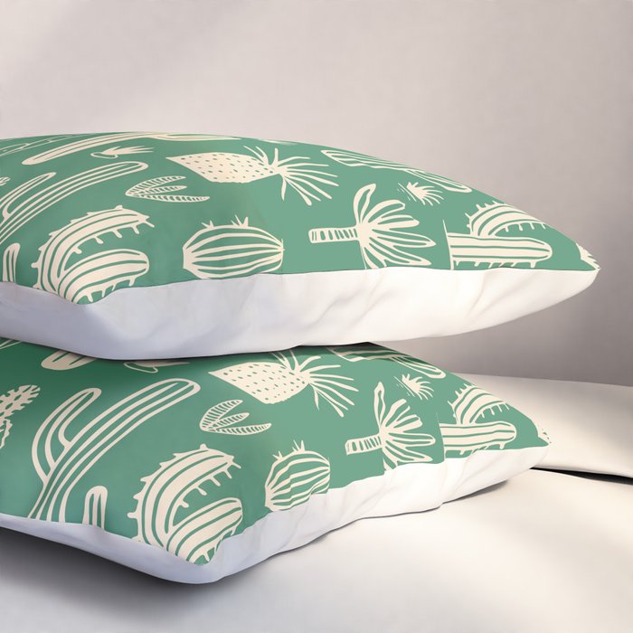 Retro hand drawn cactus plant pattern Pillow Sham Gallery Image 3