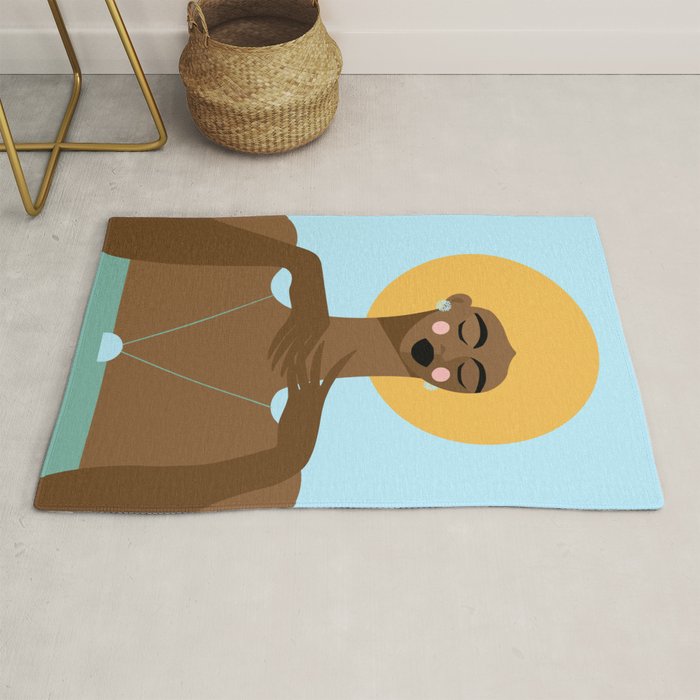 Dreaming in Color - Abstract Black Woman Illustration Rug Gallery Image 1