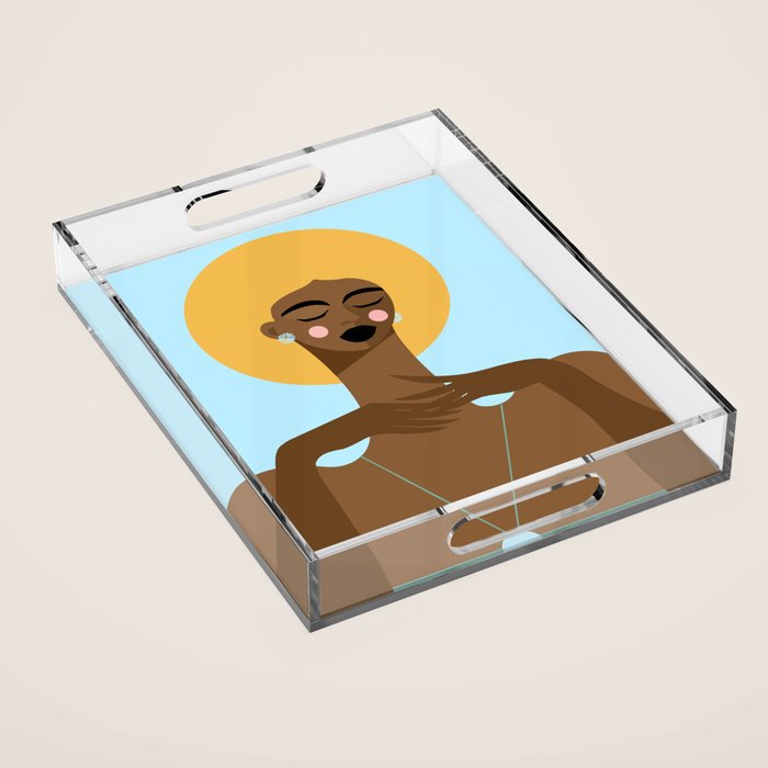 Dreaming in Color - Abstract Black Woman Illustration Acrylic Tray Gallery Image 1