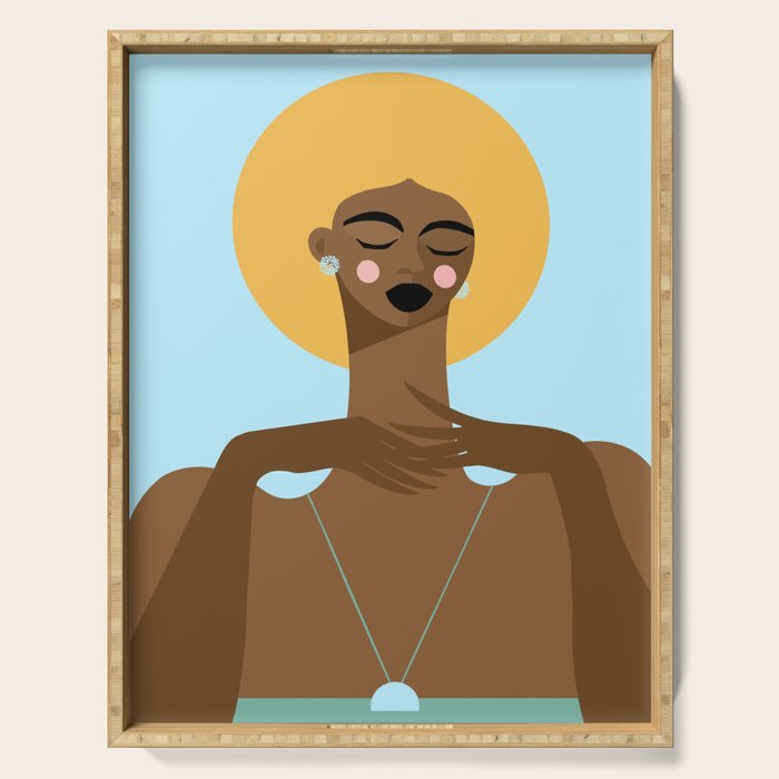Dreaming in Color - Abstract Black Woman Illustration Serving Tray Gallery Image 1