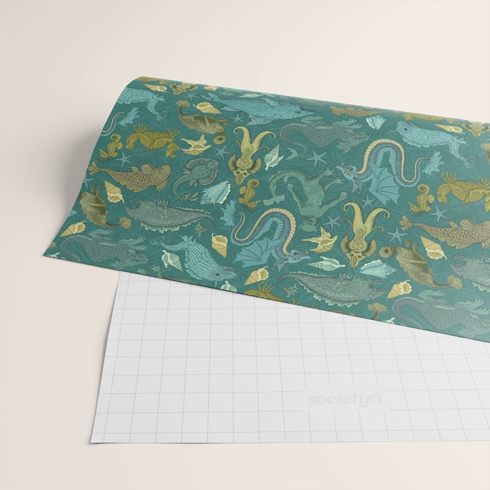 Deepsea Cryptids in Sea Green Wrapping Paper Gallery Image 2