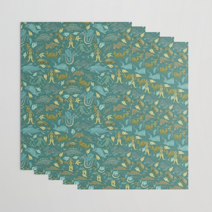 Deepsea Cryptids in Sea Green Wrapping Paper Gallery Image 3