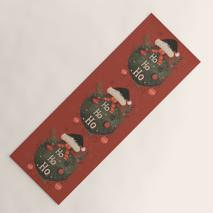 Festive Ho Ho Ho Bauble Red  Yoga Mat Gallery Image 1
