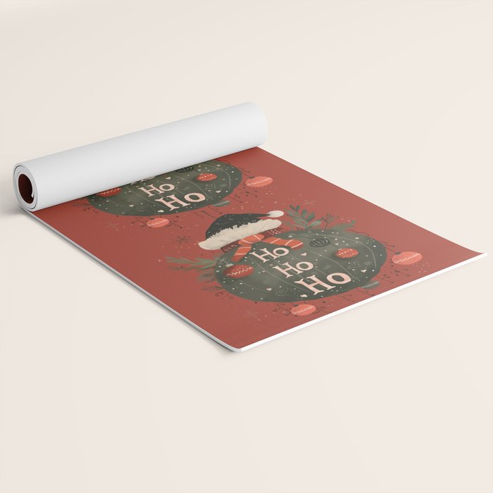 Festive Ho Ho Ho Bauble Red  Yoga Mat Gallery Image 2