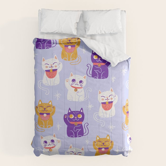 Lucky Waving Kitty Cat Maneki Neko Comforter Gallery Image 1