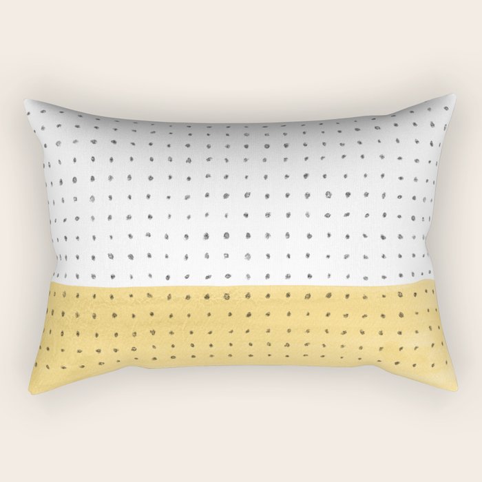 Abstract mustard shape and points Rectangular Pillow Gallery Image 2