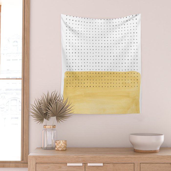 Abstract mustard shape and points Wall Tapestry Gallery Image 2