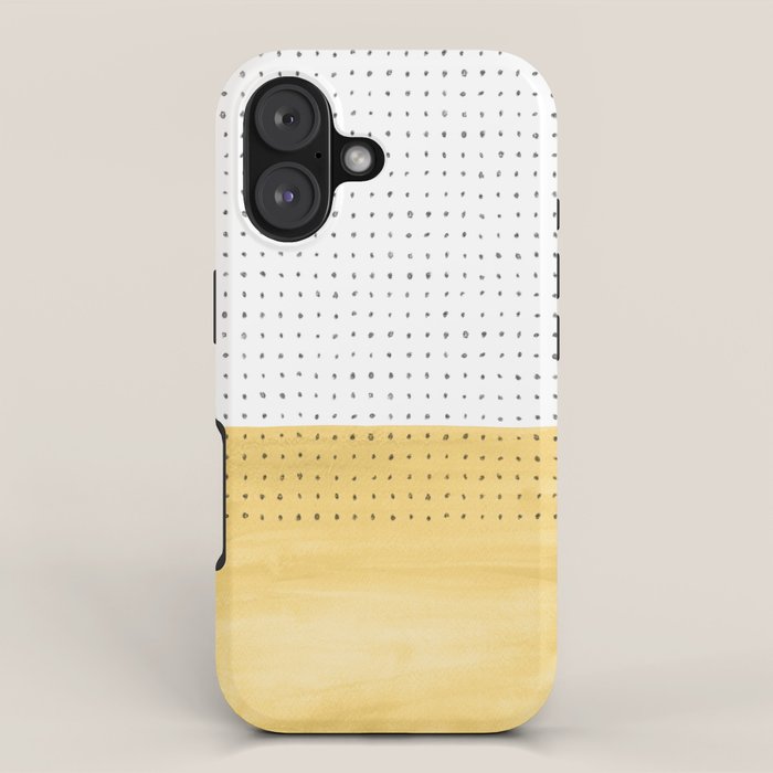 Abstract mustard shape and points iPhone Case Gallery Image 1
