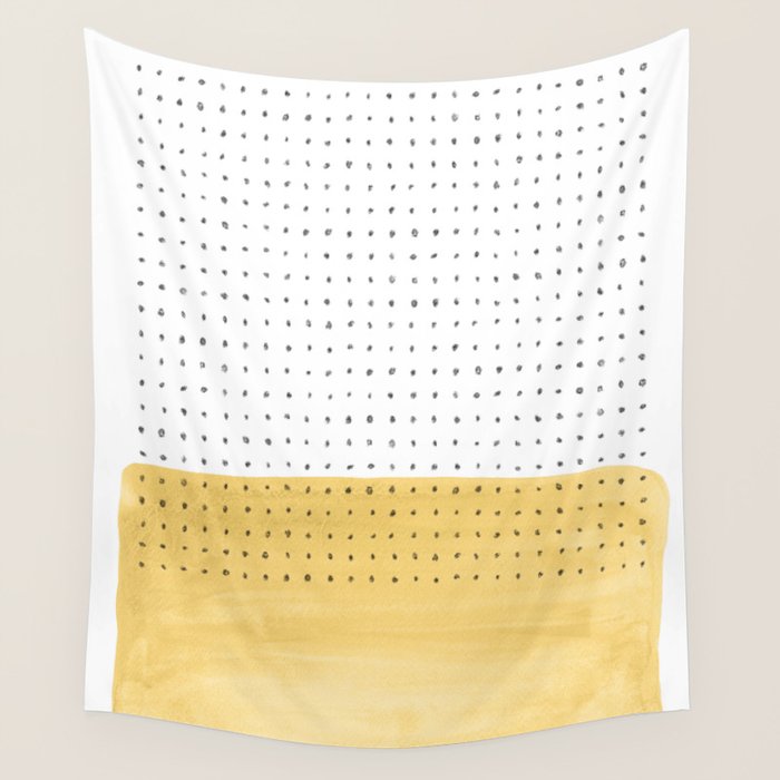 Abstract mustard shape and points Wall Tapestry Gallery Image 4