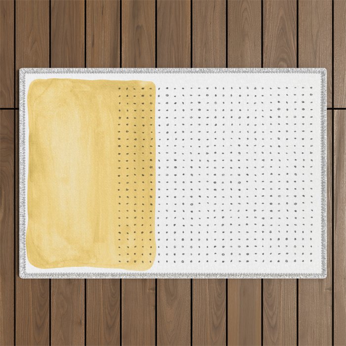Abstract mustard shape and points Outdoor Rug Gallery Image 1