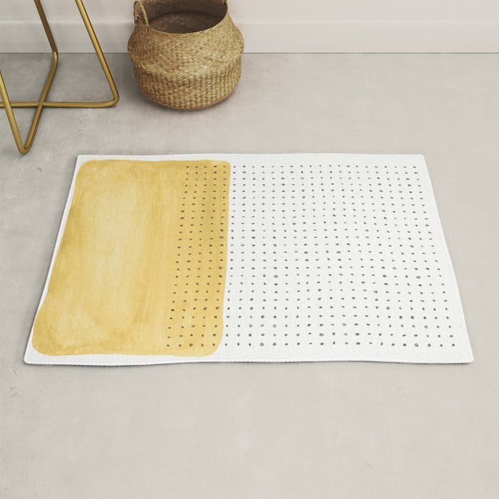Abstract mustard shape and points Rug Gallery Image 1