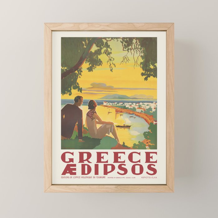 Aidipsos Greece Vintage Travel Poster 1930s Mini Art Print Gallery Image 1