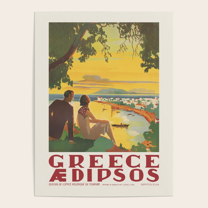 Aidipsos Greece Vintage Travel Poster 1930s Poster Gallery Image 4