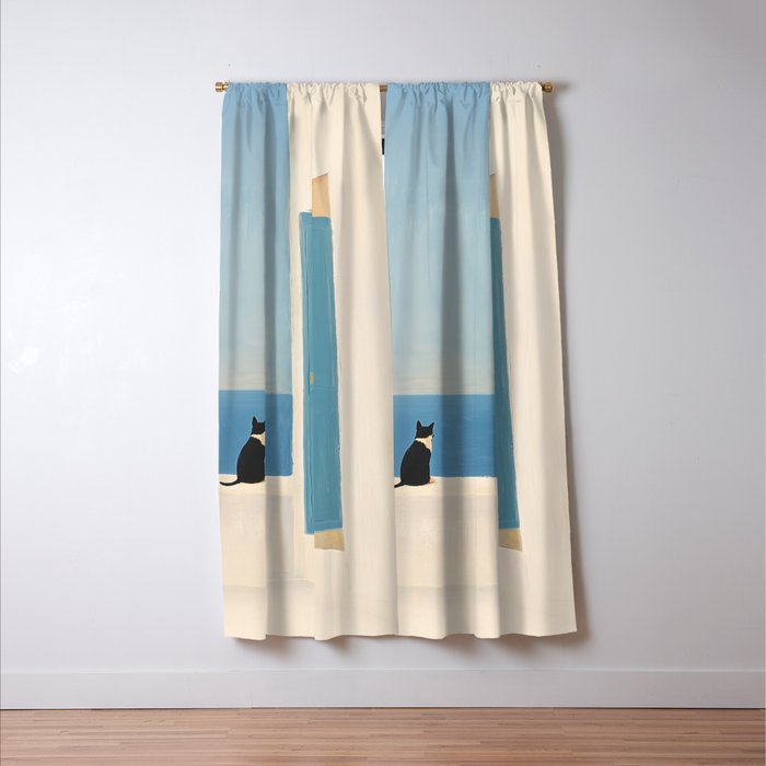 Quiet Cat by the Sea Window Curtain Gallery Image 3