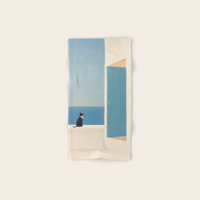 Quiet Cat by the Sea Bath Towel Gallery Image 1