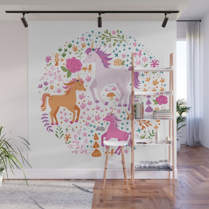 Unicorns Dancing in an Enchanted Garden Wall Mural Gallery Image 1