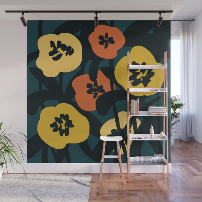 Midnight Flowers Wall Mural Gallery Image 1