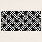 Black and white checkered love heart pattern Desk Mat Gallery Image 3