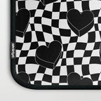 Black and white checkered love heart pattern Laptop Sleeve Gallery Image 3