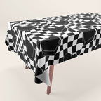 Black and white checkered love heart pattern Tablecloth Gallery Image 1