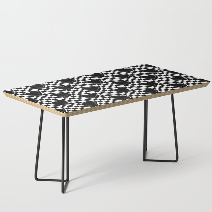 Black and white checkered love heart pattern Coffee Table Gallery Image 1