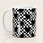 Black and white checkered love heart pattern Coffee Mug Gallery Image 3