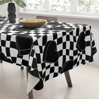 Black and white checkered love heart pattern Tablecloth Gallery Image 3