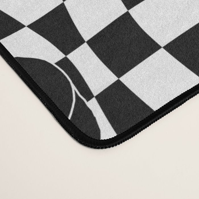Black and white checkered love heart pattern Desk Mat Gallery Image 4