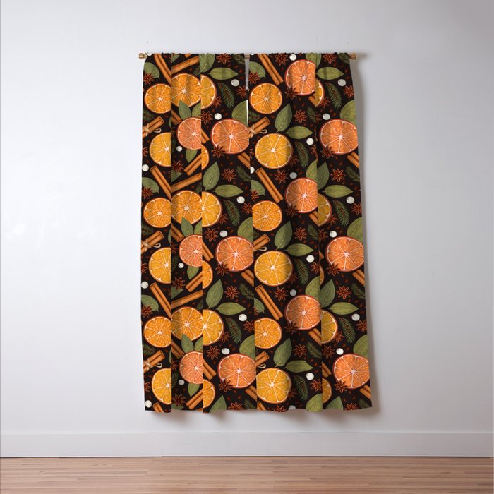 Winter Spice in Charcoal Window Curtain Gallery Image 3