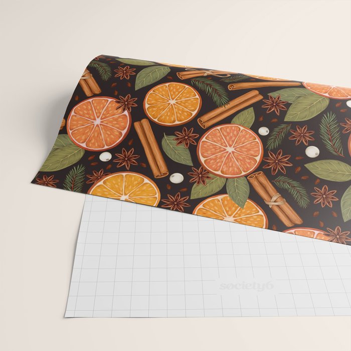 Winter Spice in Charcoal Wrapping Paper Gallery Image 2