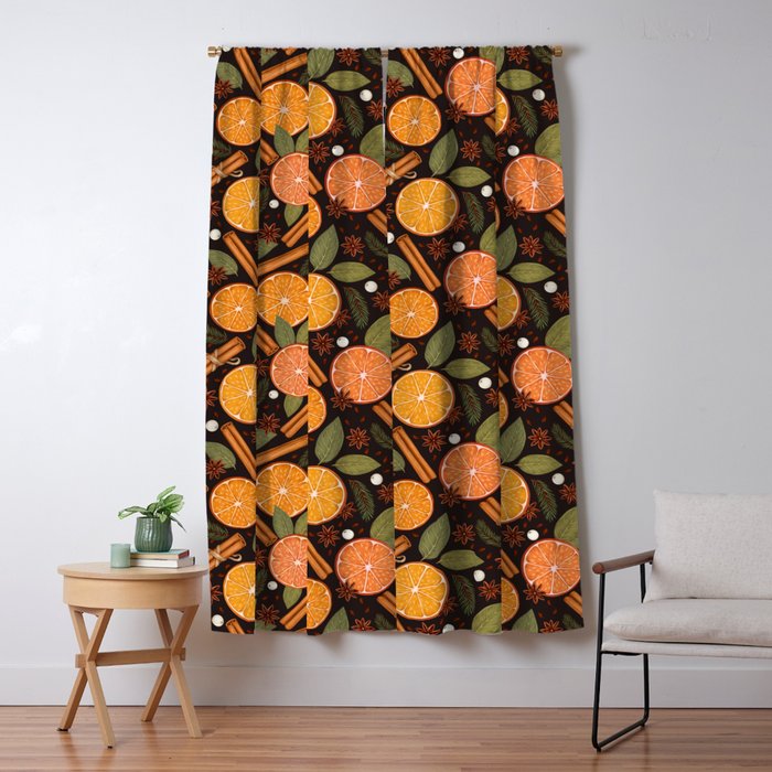 Winter Spice in Charcoal Window Curtain Gallery Image 1