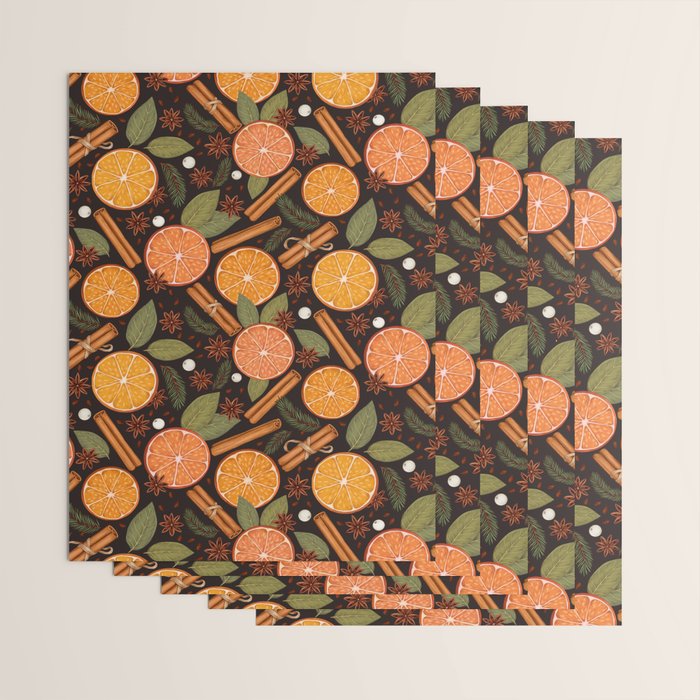 Winter Spice in Charcoal Wrapping Paper Gallery Image 3