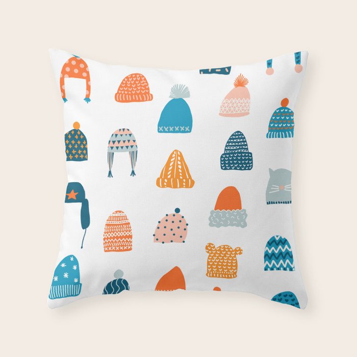 Winter hats Throw Pillow Gallery Image 6