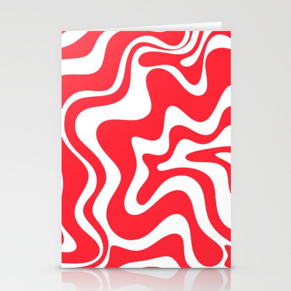 Retro Liquid Swirl Abstract Pattern Bright Red and White Stationery Card Gallery Image 2