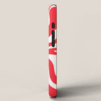 Retro Liquid Swirl Abstract Pattern Bright Red and White iPhone Case Gallery Image 2