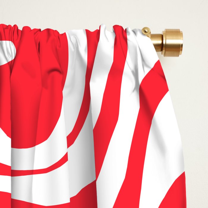 Retro Liquid Swirl Abstract Pattern Bright Red and White Window Curtain Gallery Image 2