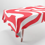 Retro Liquid Swirl Abstract Pattern Bright Red and White Tablecloth Gallery Image 1