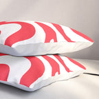 Retro Liquid Swirl Abstract Pattern Bright Red and White Pillow Sham Gallery Image 3