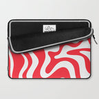 Retro Liquid Swirl Abstract Pattern Bright Red and White Laptop Sleeve Gallery Image 2