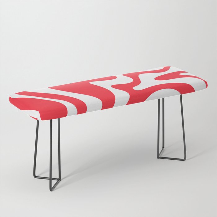 Retro Liquid Swirl Abstract Pattern Bright Red and White Bench Gallery Image 1