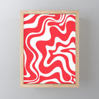 Retro Liquid Swirl Abstract Pattern Bright Red and White Mini Art Print Gallery Image 1