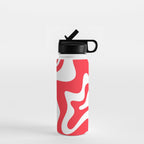 Retro Liquid Swirl Abstract Pattern Bright Red and White Water Bottle Gallery Image 1