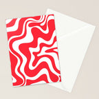 Retro Liquid Swirl Abstract Pattern Bright Red and White Stationery Card Gallery Image 2