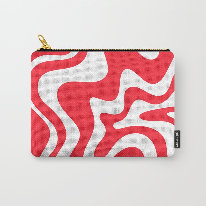Retro Liquid Swirl Abstract Pattern Bright Red and White Carry All Pouch Gallery Image 1
