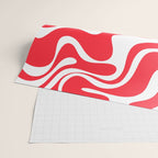 Retro Liquid Swirl Abstract Pattern Bright Red and White Wrapping Paper Gallery Image 2