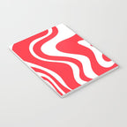 Retro Liquid Swirl Abstract Pattern Bright Red and White Notebook Gallery Image 3
